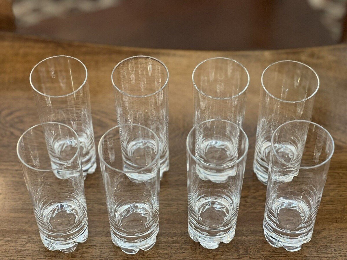 Set Of 8 Glasses 13.5 Cm Crystal Sign Daum-photo-2