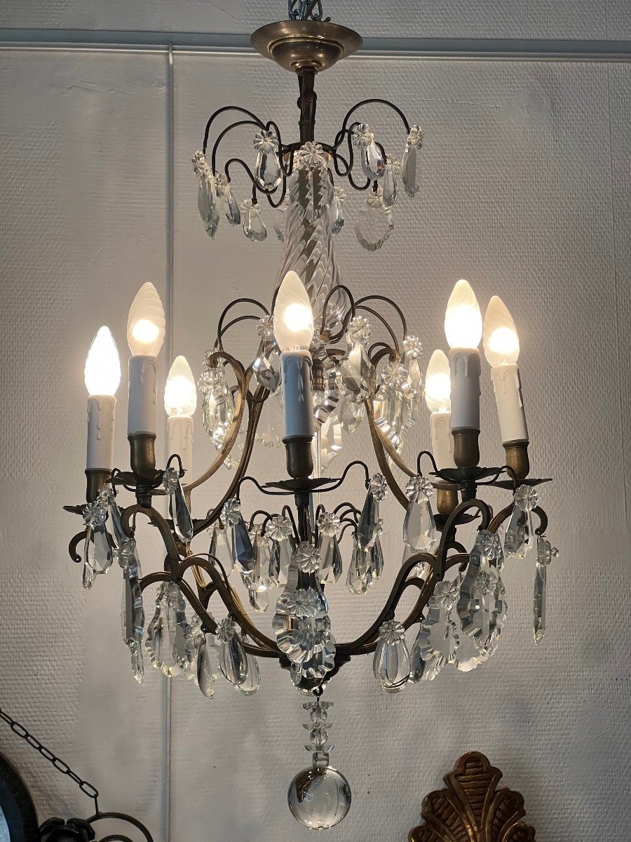  Ref 56 / Crystal Cage Chandelier 8 Lights / Redone New-photo-7