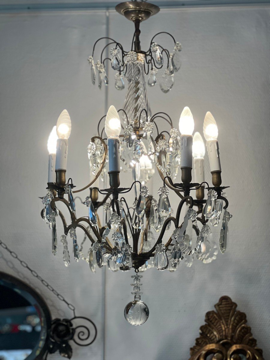  Ref 56 / Crystal Cage Chandelier 8 Lights / Redone New