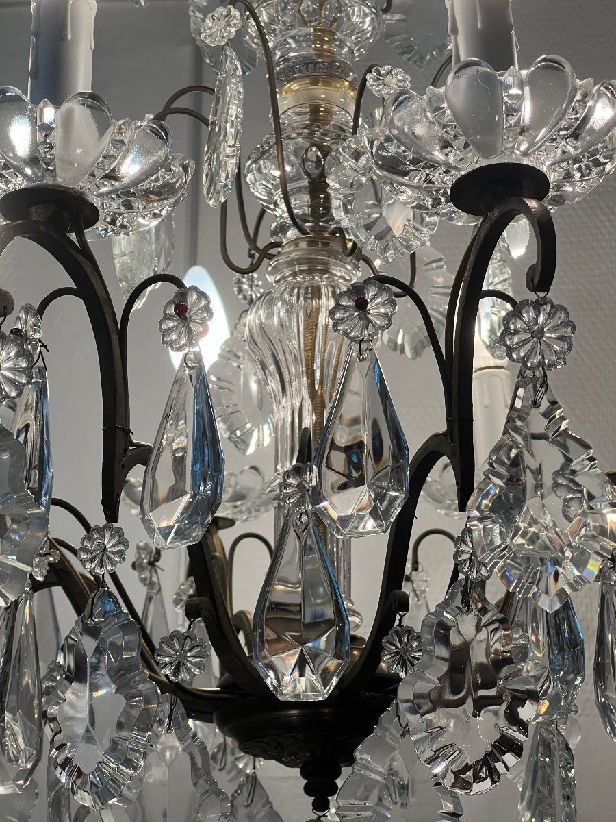 Ref 57 / Bronze Chandelier Crystal Pendants 8 Lights /refurbished-photo-4