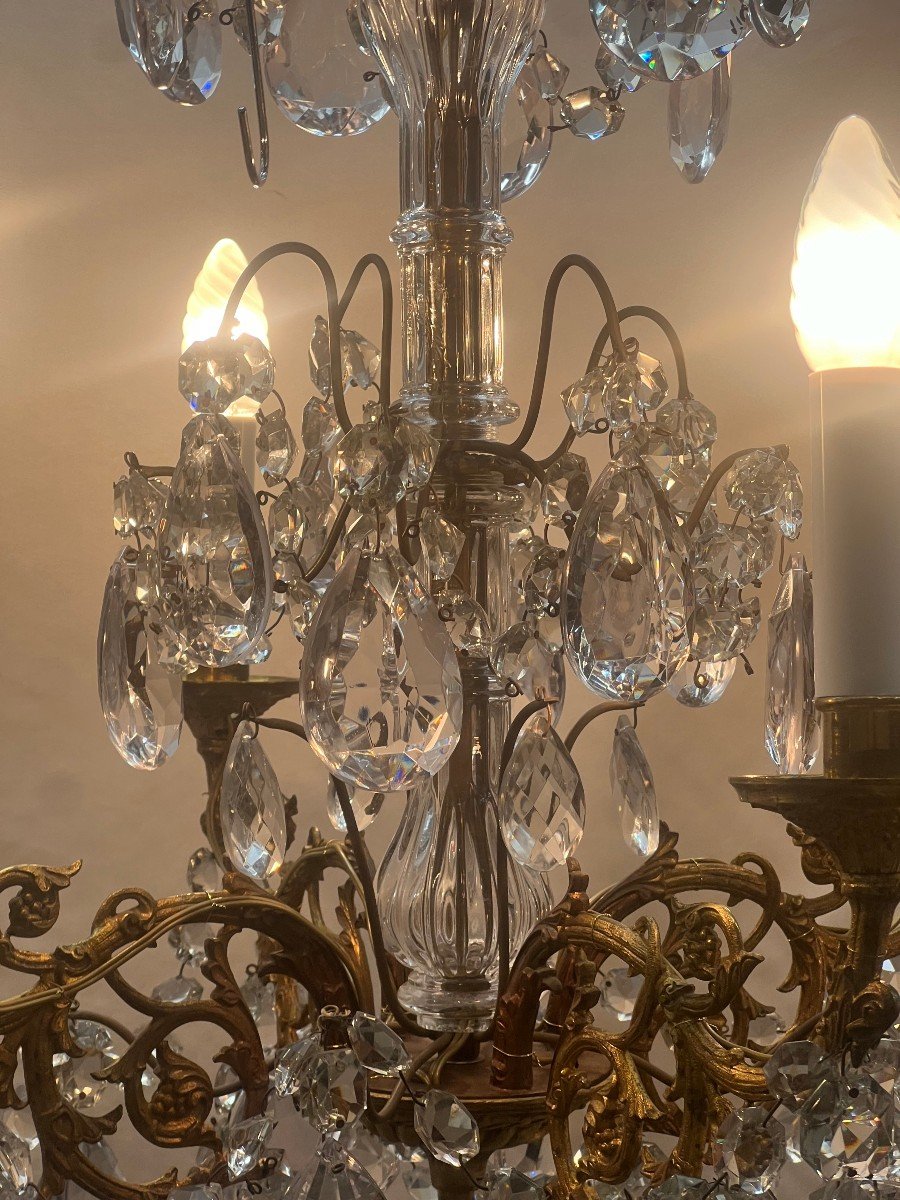 Ref 74 / Nap III Bronze Chandelier 4 Lights / Redone New-photo-7