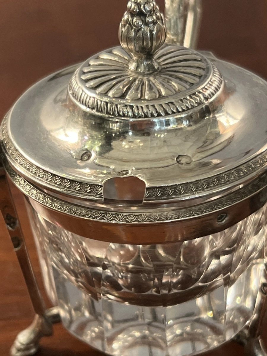  Tripod Mustard Pot With Eagle Head Decor, Empire Period-photo-2
