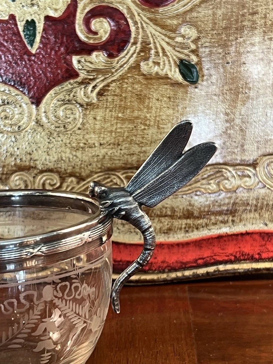  COUPE ART NOUVEAU ANSE LIBELLULES METAL ARGENTE-photo-1