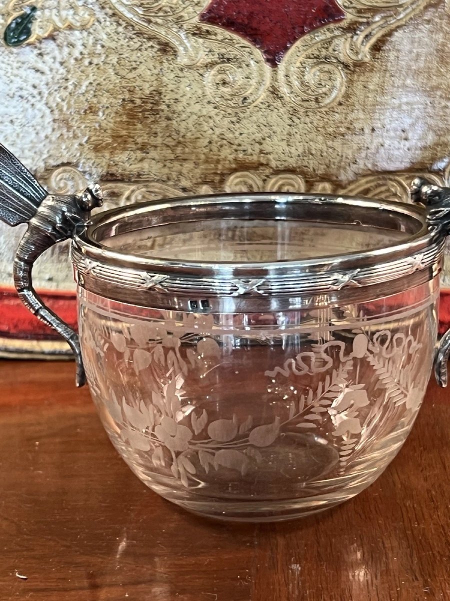  COUPE ART NOUVEAU ANSE LIBELLULES METAL ARGENTE-photo-2