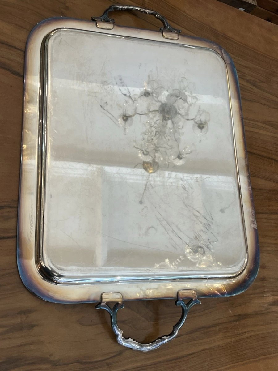  Plateau de Service   en Métal Argenté               -photo-2