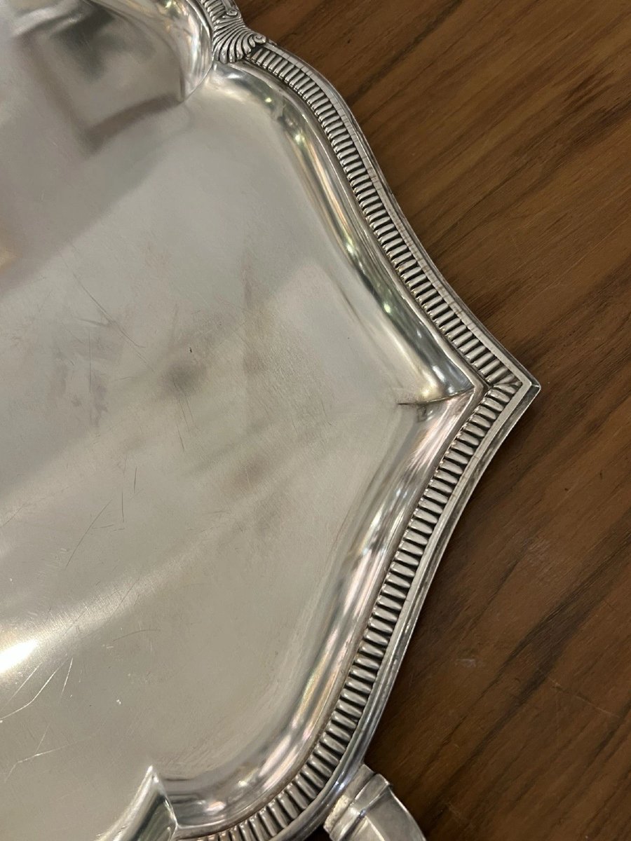  Art Deco Silver Metal Serving Tray-photo-3