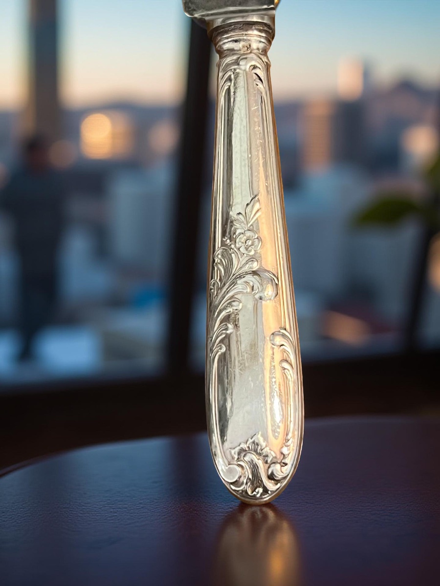 12 Table Knives, Rocaille Louis XV Style, Silver Plated-photo-2