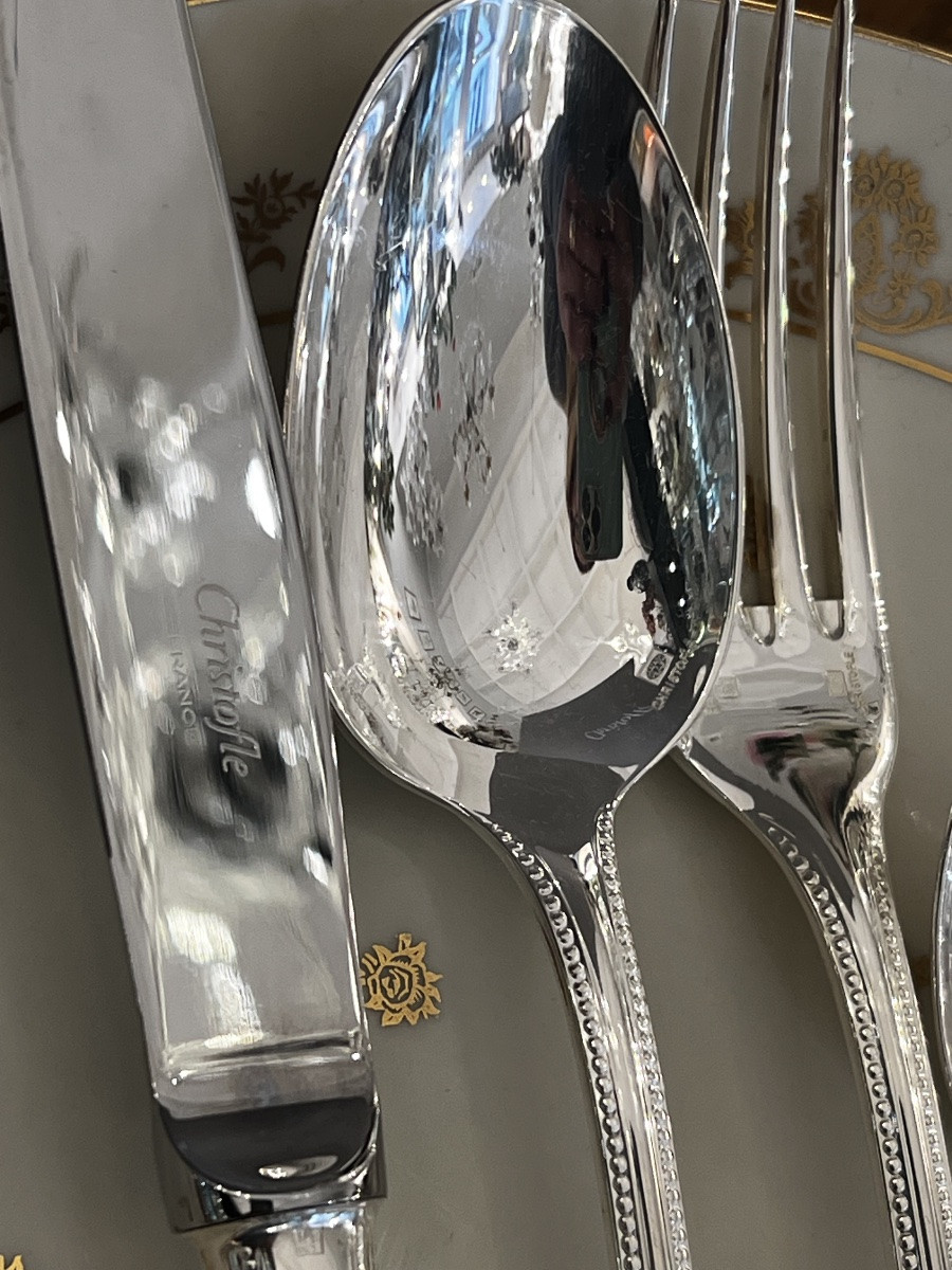 Christofle, Perles Menagere Model, 48 Pieces, Mint Condition-photo-1