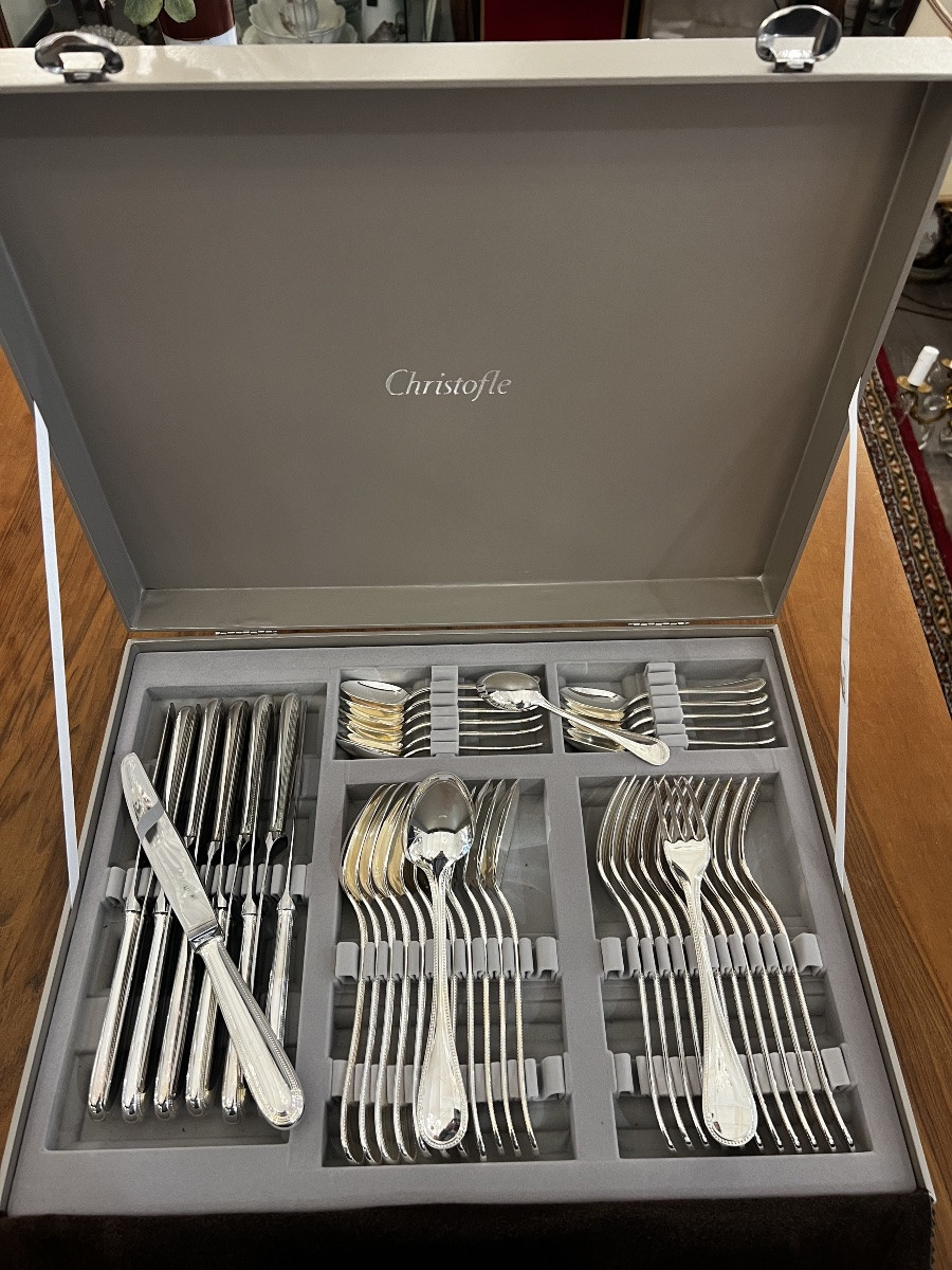 Christofle, Perles Menagere Model, 48 Pieces, Mint Condition-photo-4
