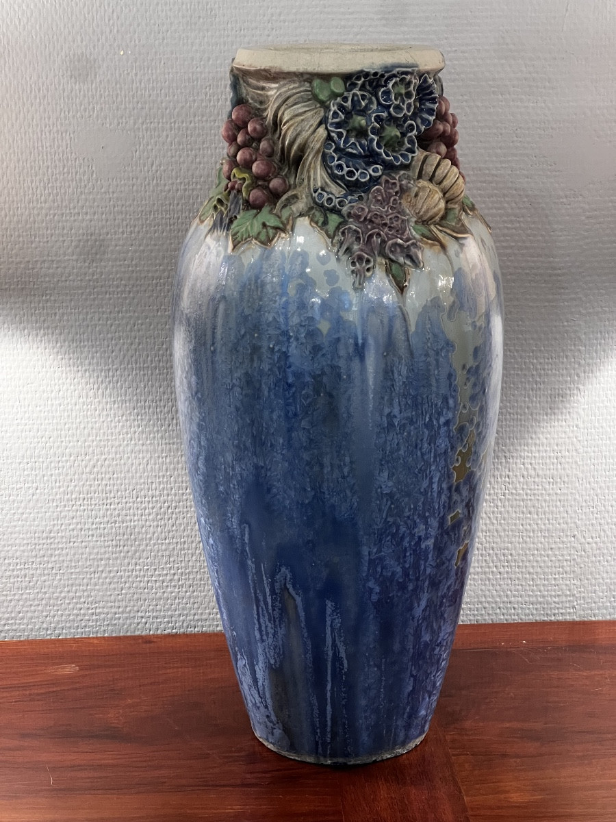 Large Ceramic Vase Signed Joseph Mougin In Nancy-photo-2
