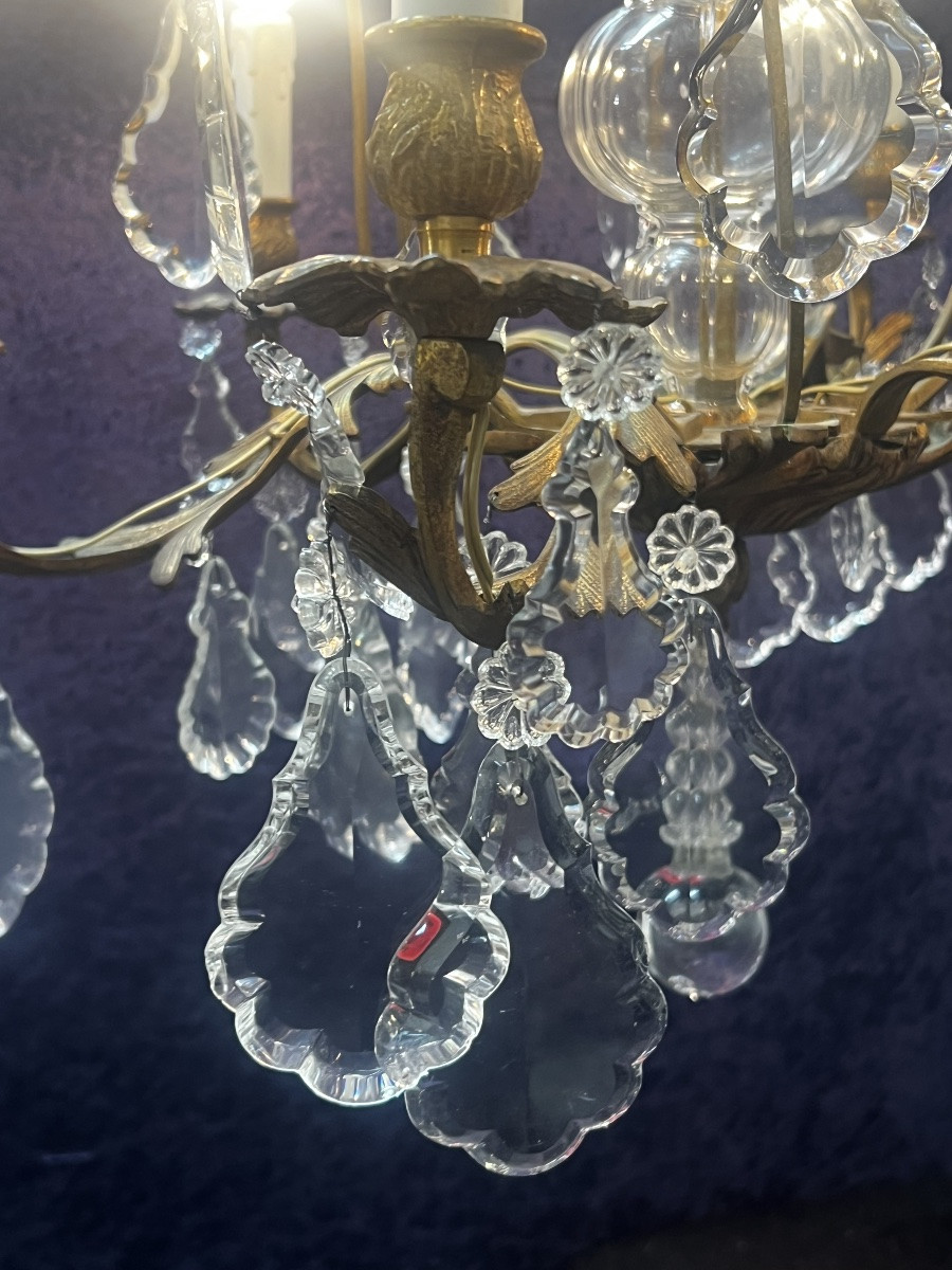 REF122/ Lustre Bronze Pampilles Cristal 6 Lumières -photo-3