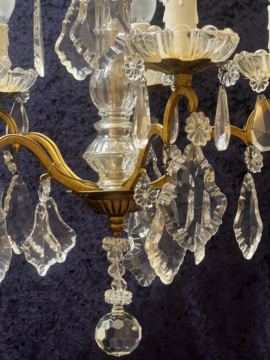 RÉF 123/ Lustre Pampilles Cristal 4 Lumières -photo-4