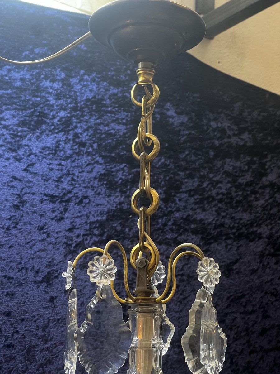 RÉF 123/ Lustre Pampilles Cristal 4 Lumières -photo-5