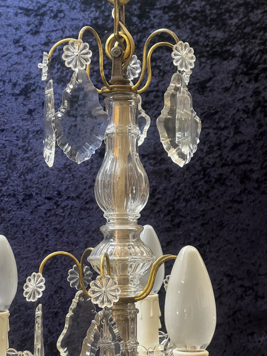 RÉF 123/ Lustre Pampilles Cristal 4 Lumières -photo-6