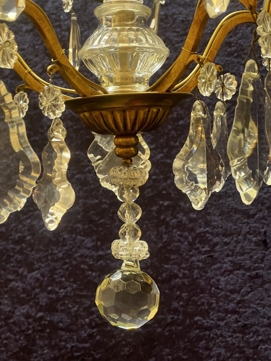 RÉF 123/ Lustre Pampilles Cristal 4 Lumières -photo-8