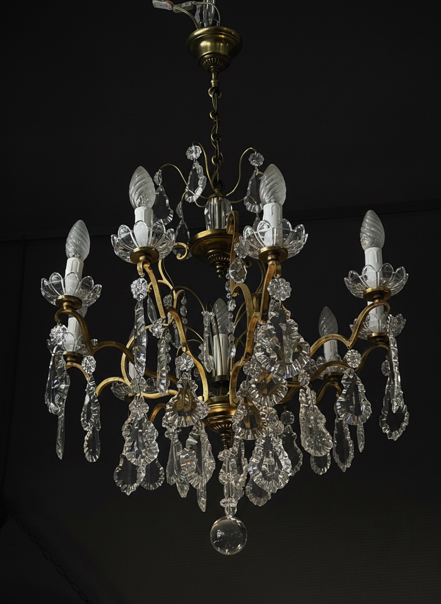 R&Eacute;F 125/ Lustre 9 Lumi&egrave;res Pampilles Cristal -photo-2