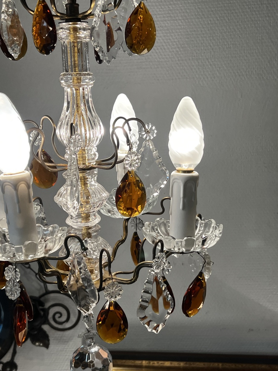 REF126/lustre, hall 4 lumières pampilles De Couleur-photo-4
