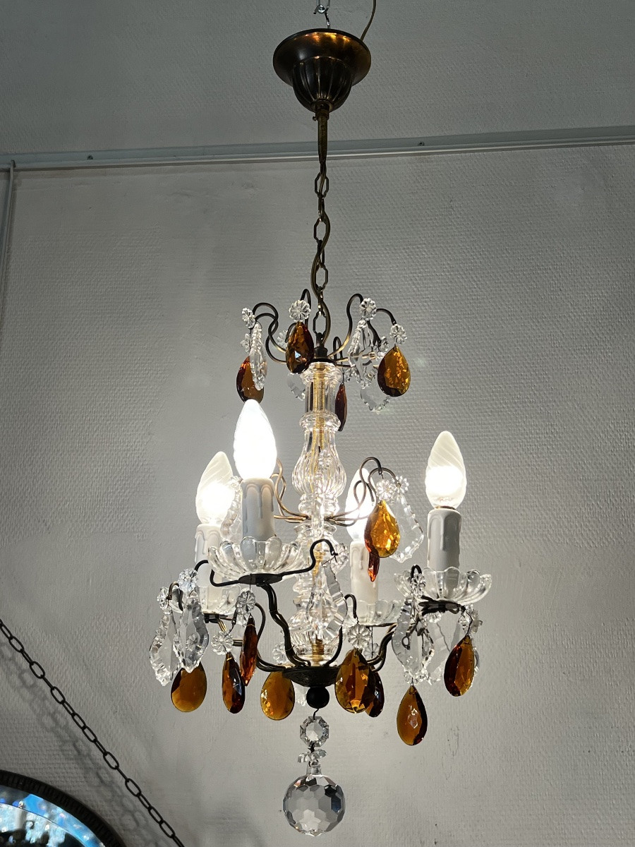 REF126/lustre, hall 4 lumières pampilles De Couleur-photo-8