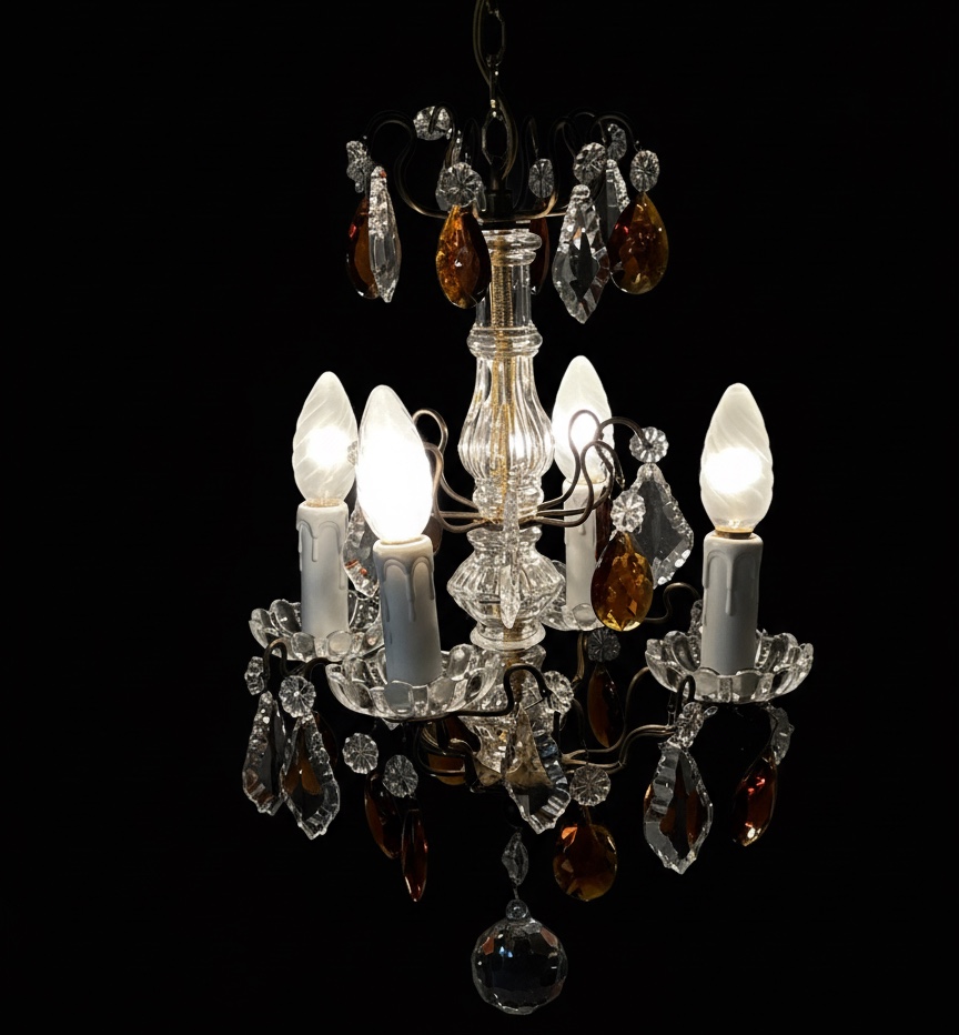 REF126/lustre, hall 4 lumières pampilles De Couleur