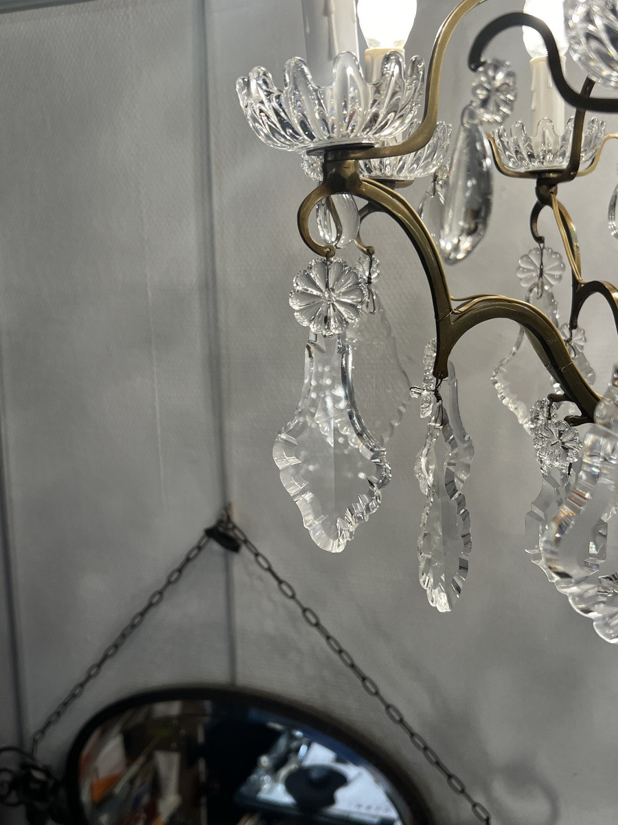 RÉF 129/Lustre Pampilles Cristal 8 Lumières -photo-3