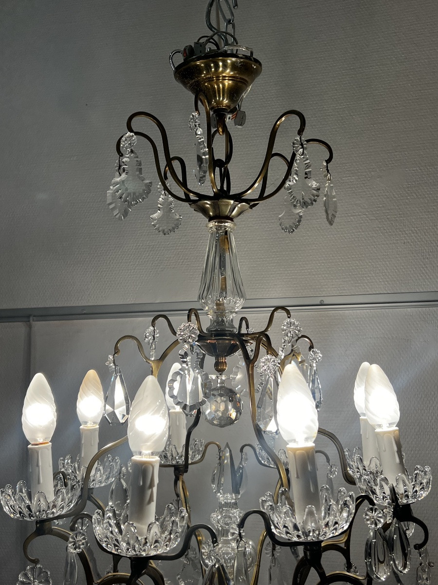 RÉF 129/Lustre Pampilles Cristal 8 Lumières -photo-4