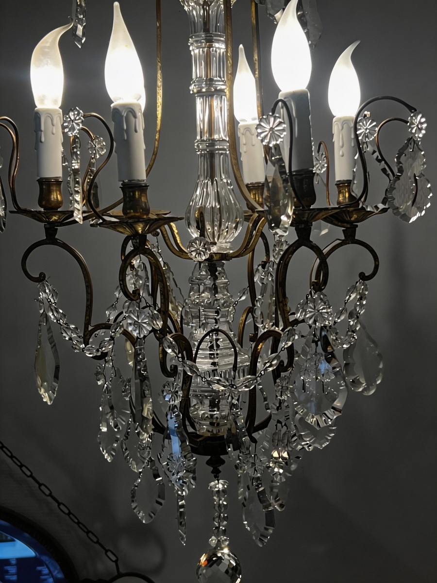 RÉF 133 / Lustre Pampilles Cristal 6 Lumières-photo-1