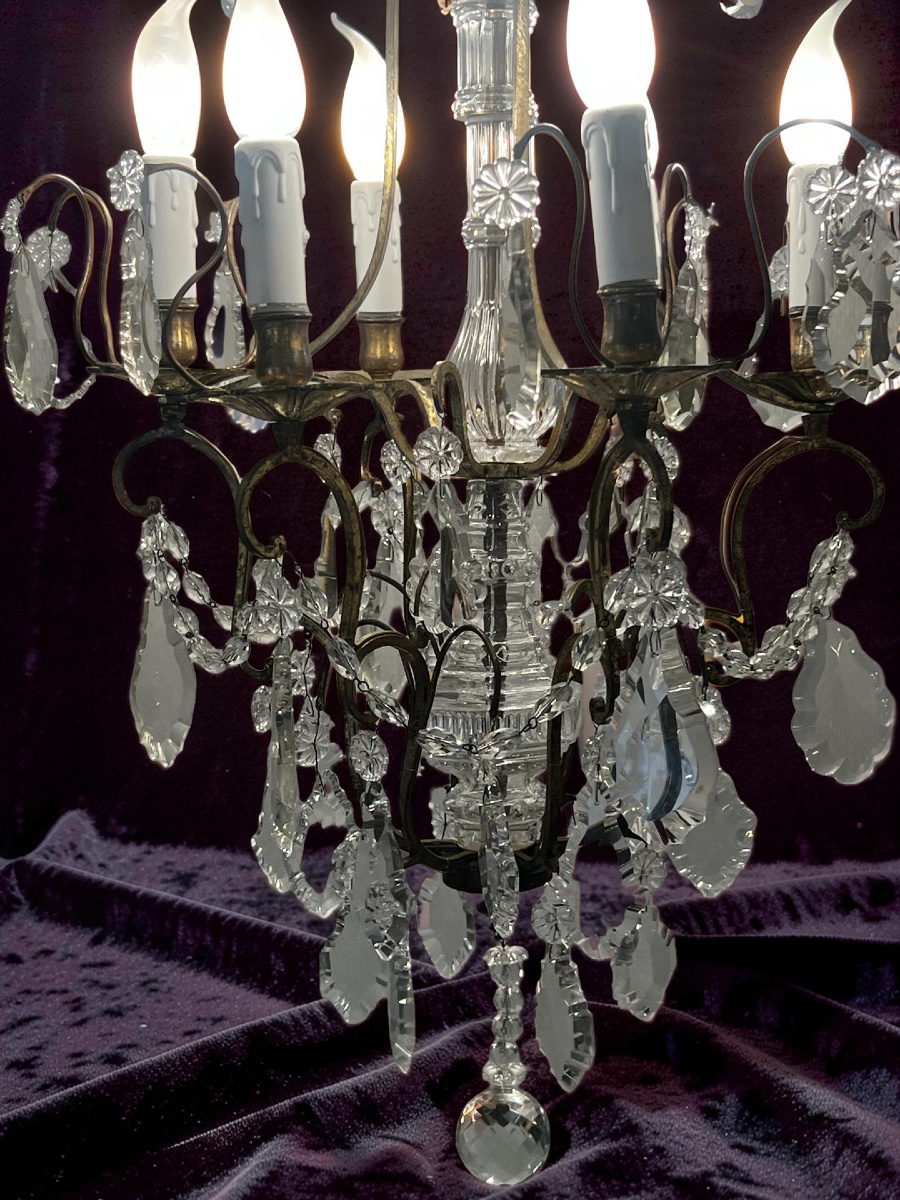 RÉF 133 / Lustre Pampilles Cristal 6 Lumières-photo-2