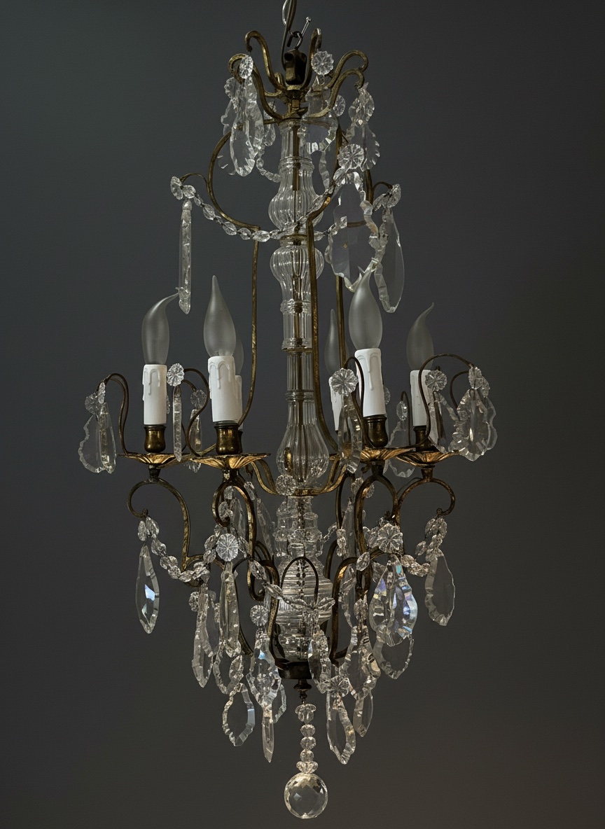 RÉF 133 / Lustre Pampilles Cristal 6 Lumières-photo-3