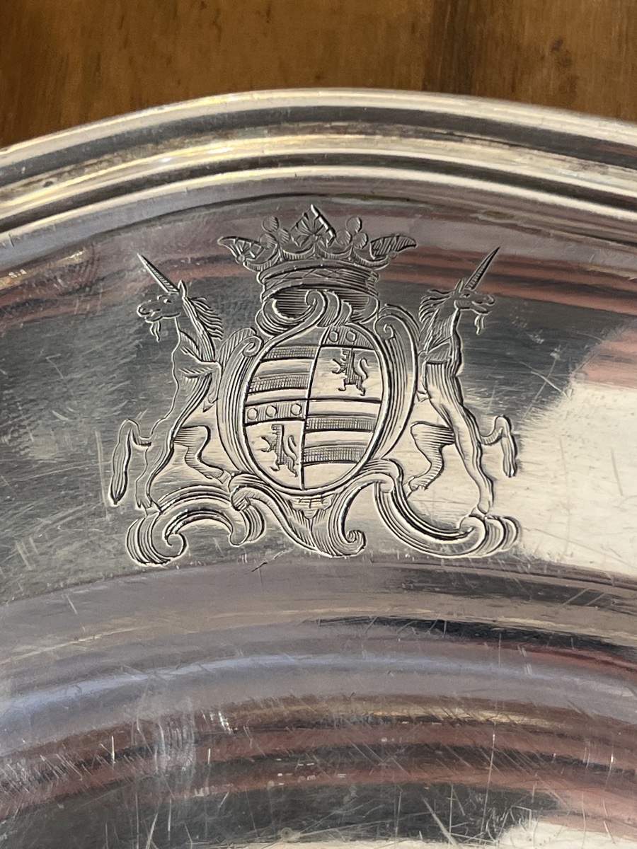 Solid Silver Plate, Farmers General, 18th Century, Coat Of Arms, Count's Crown-photo-2