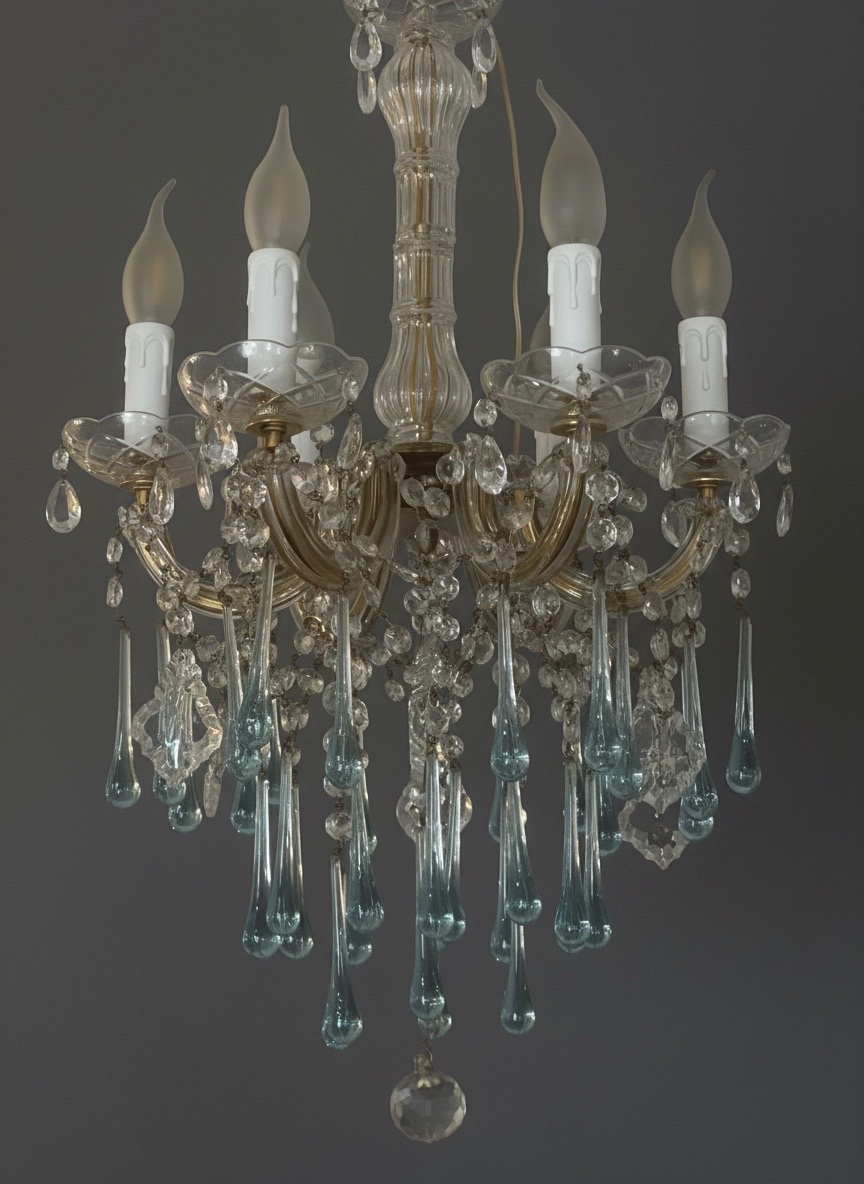 6-light Murano Chandelier With Blue Drops-photo-2