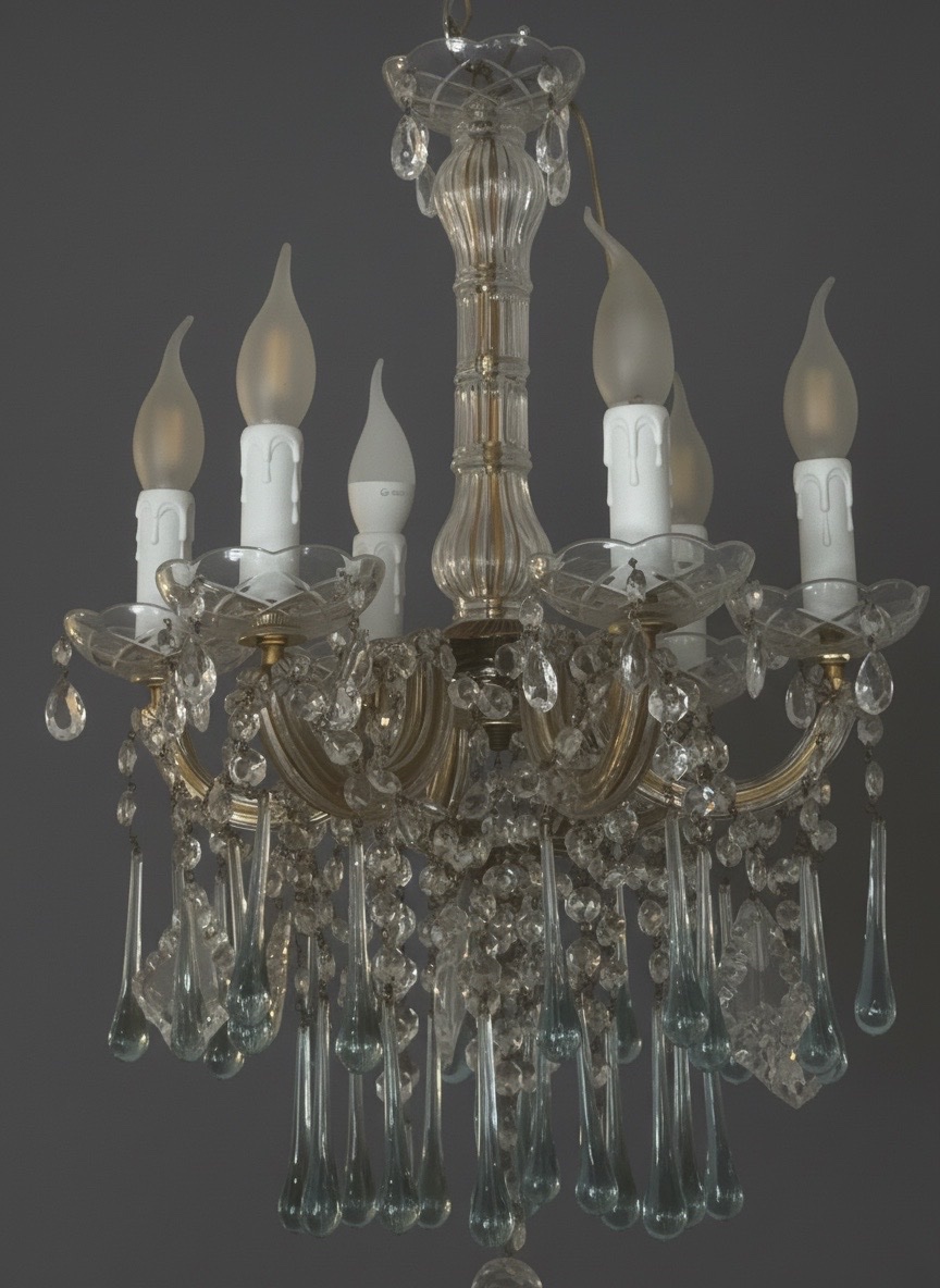 6-light Murano Chandelier With Blue Drops-photo-3