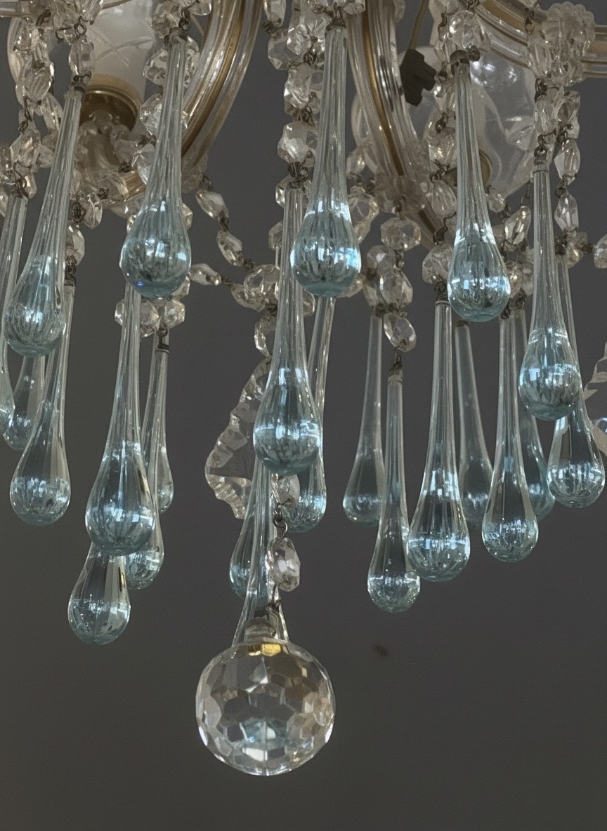 6-light Murano Chandelier With Blue Drops-photo-4