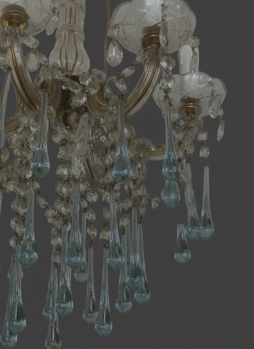 6-light Murano Chandelier With Blue Drops-photo-1