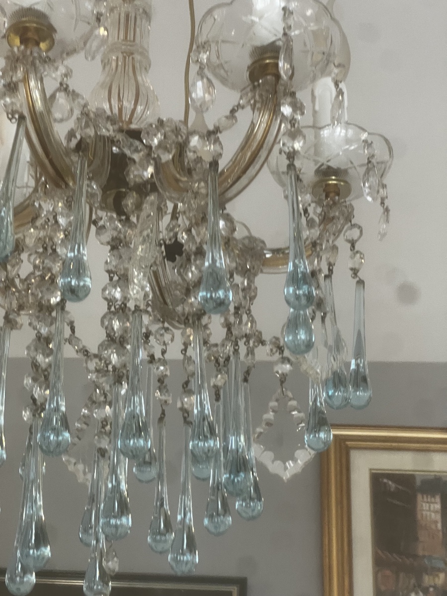 6-light Murano Chandelier With Blue Drops-photo-2