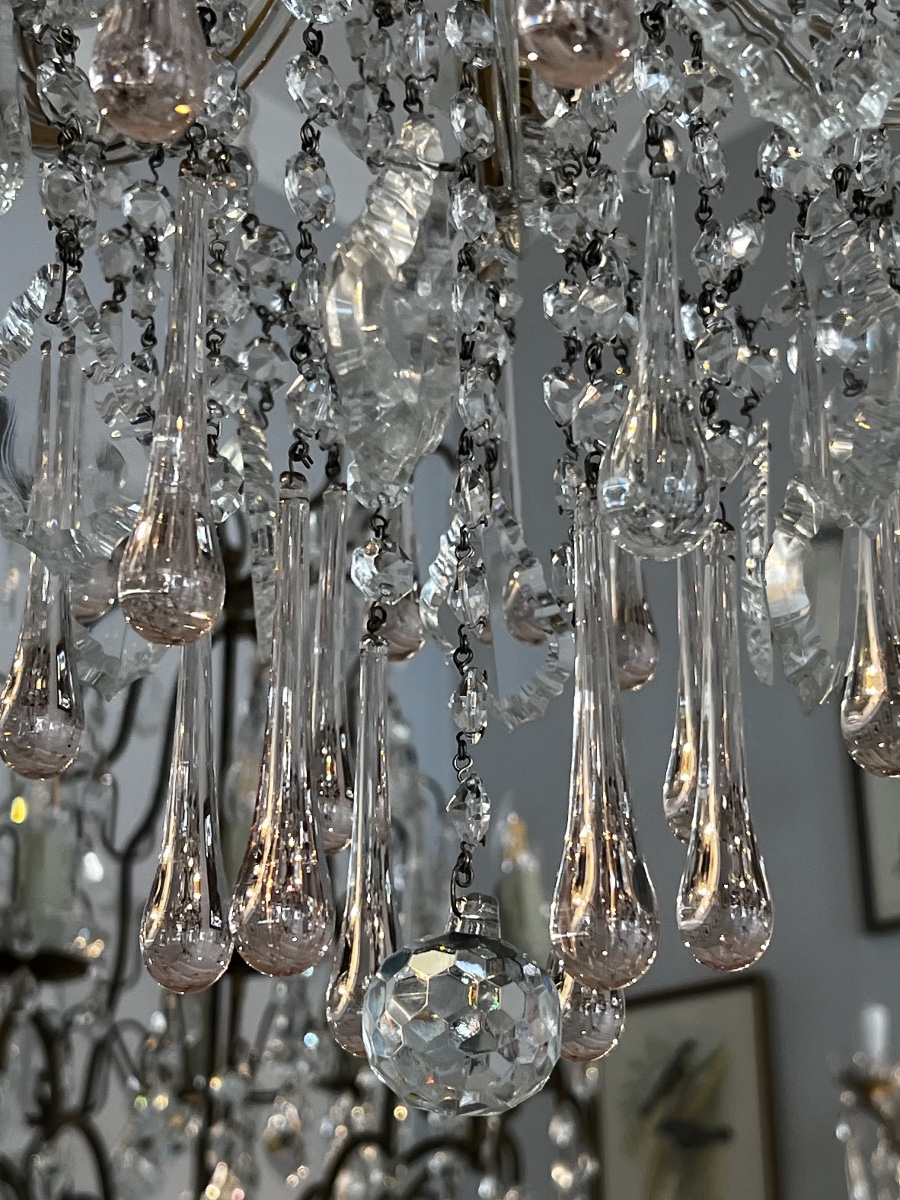 6-light Murano Chandelier With Pink Drops-photo-2