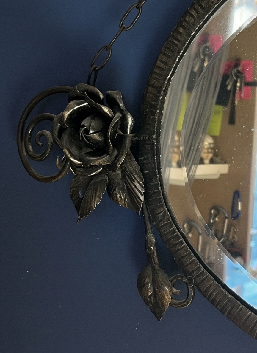 Art Deco Wrought Iron Mirror-photo-3