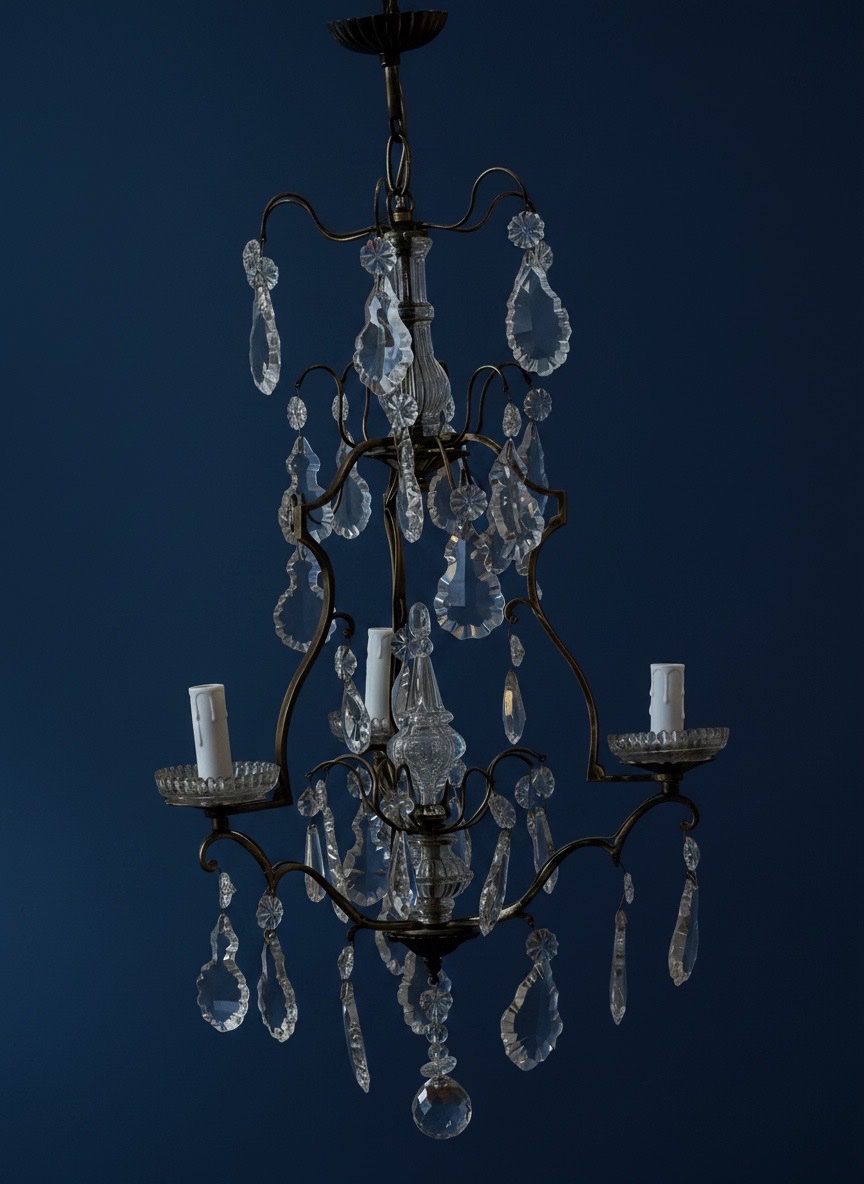 Ref. 135 / 3-light Crystal Drop Chandelier-photo-1