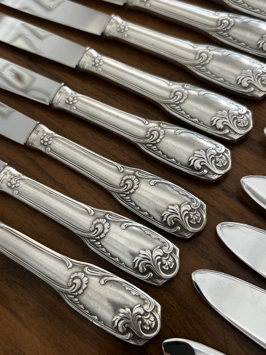 Set Of 24 Silver-plated Knives-photo-2