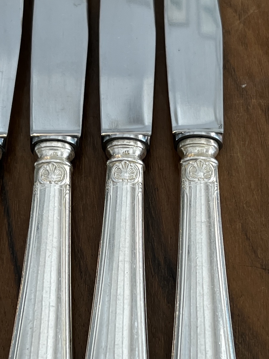 12 Silver-plated Knives, Coquille Pattern-photo-4