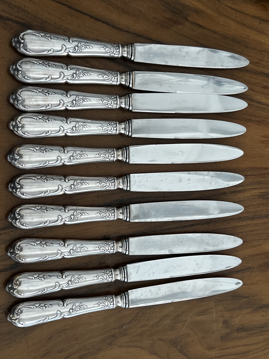  Série de 10 couteaux en métal Argenté-photo-1