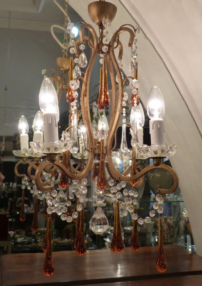 Luster 4 Lights Murano Pampilles Colors