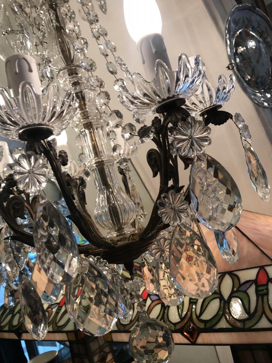 Lustres 8 Lumieres Pampilles Cristal napoleon III-photo-2