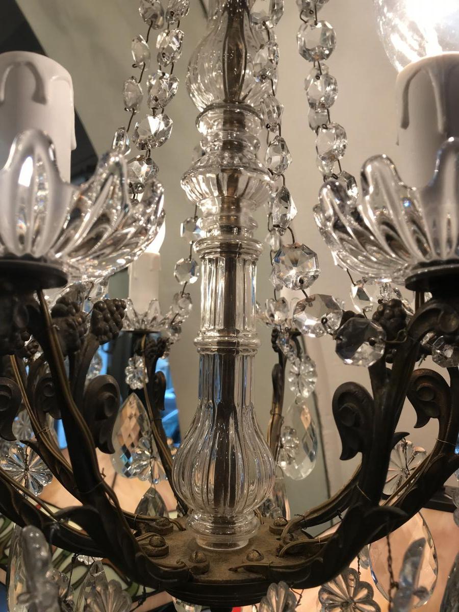 Lustres 8 Lumieres Pampilles Cristal napoleon III-photo-3