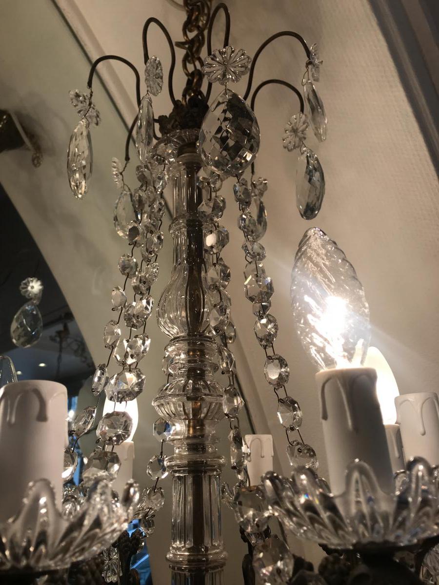 Lustres 8 Lumieres Pampilles Cristal napoleon III-photo-4
