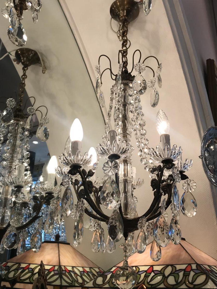 Lustres 8 Lumieres Pampilles Cristal napoleon III-photo-1