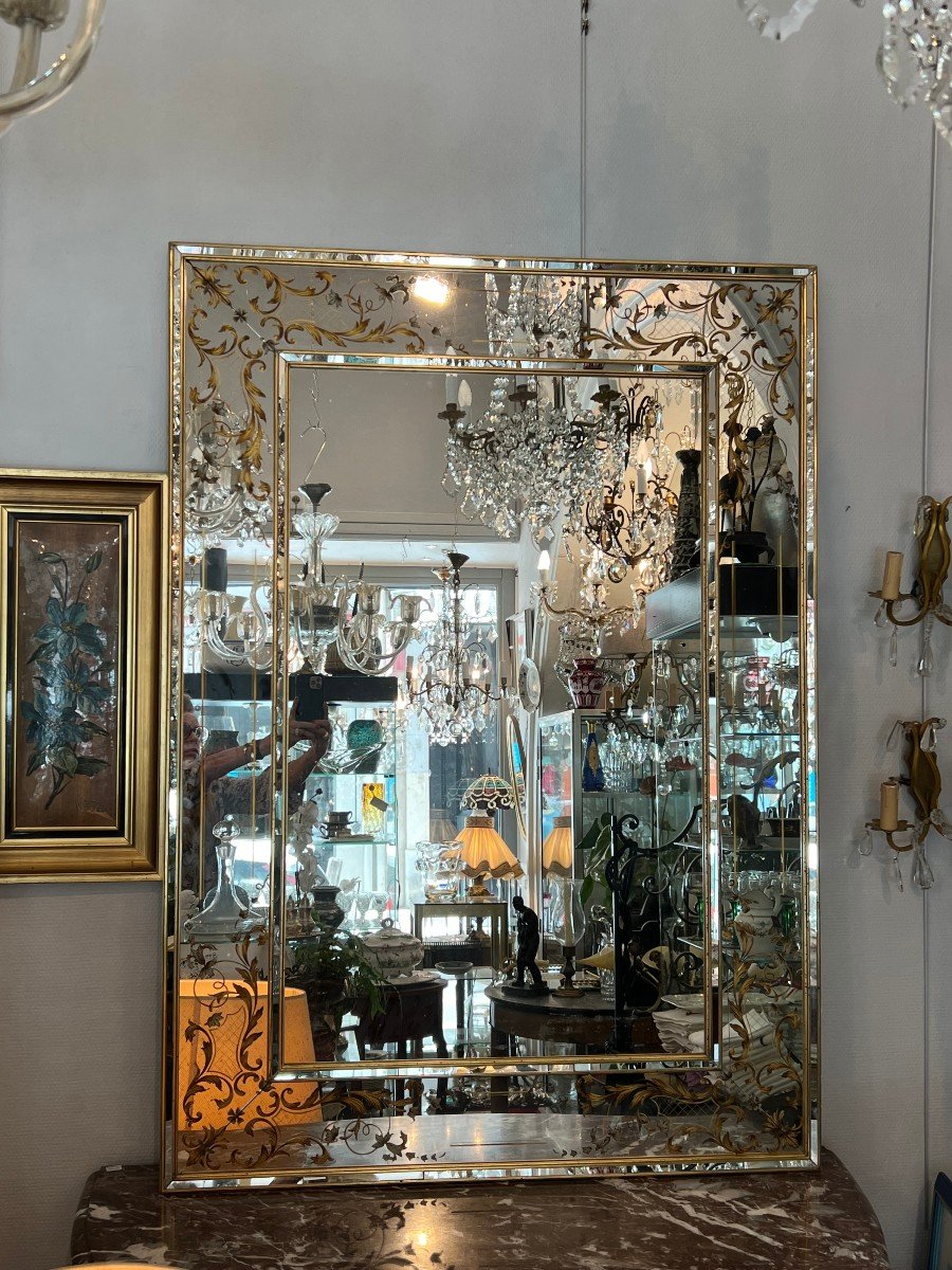Large Mirror Decor Eglomise And Golden Frame 135 X 97-photo-1
