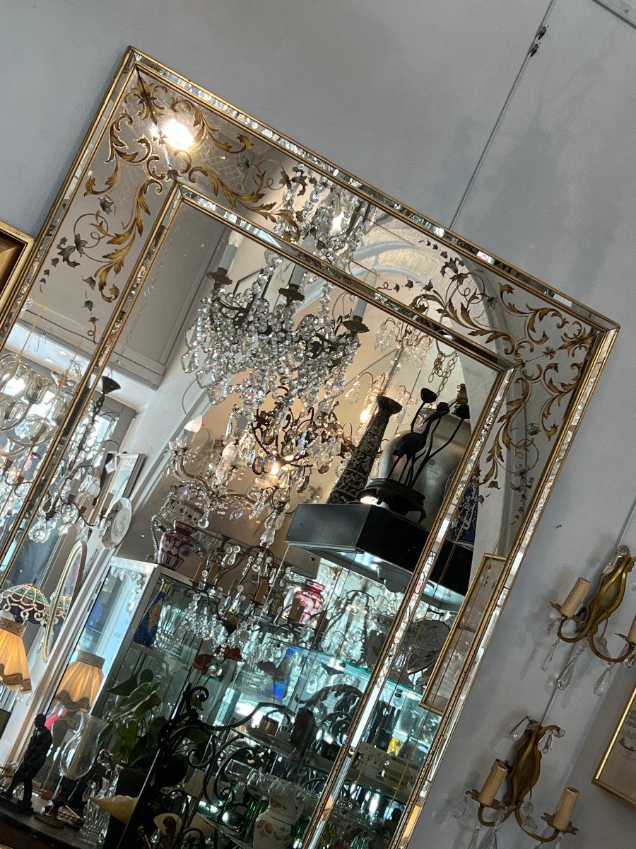 Large Mirror Decor Eglomise And Golden Frame 135 X 97-photo-7