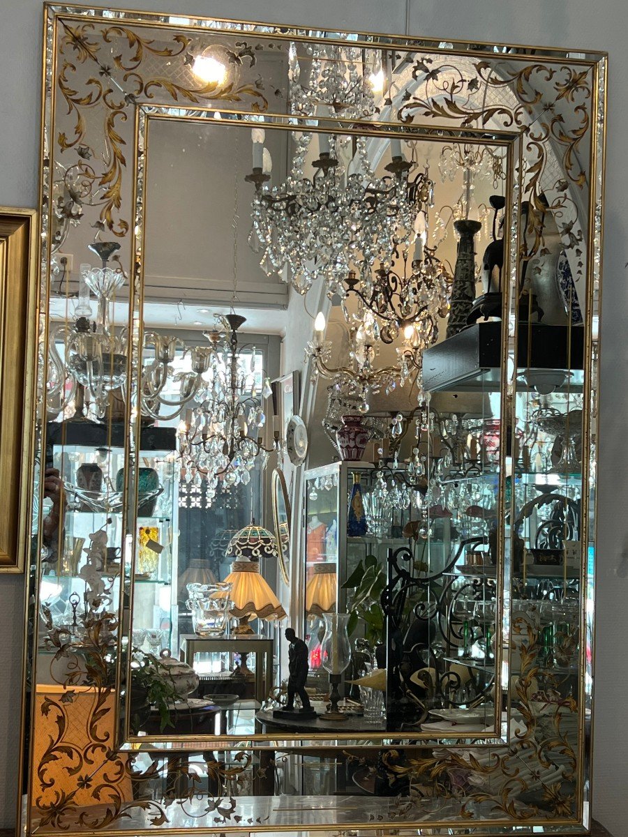 Large Mirror Decor Eglomise And Golden Frame 135 X 97