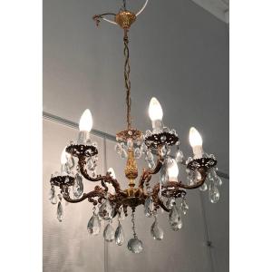 Chandelier Pampilles Bronze 6 Lights