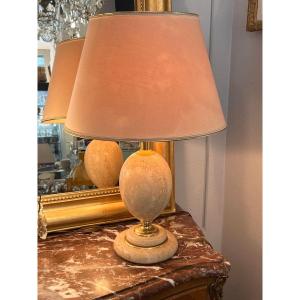 Lamp In Travertine And Golden Metal Circa 1970